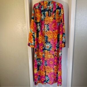 Boohoo Vibrant Floral Long Sleeve Kimono